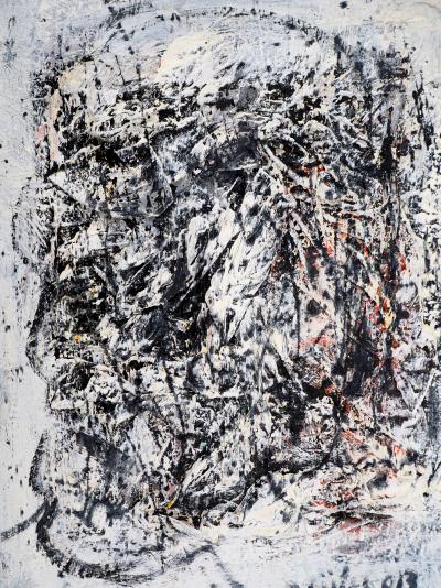 Dyap GULER - Portrait d’homme abstrait en noir, bleu et blanc  - Technique mixte sur toile 2
