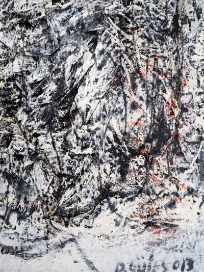 Dyap GULER - Portrait d’homme abstrait en noir, bleu et blanc  - Technique mixte sur toile 2