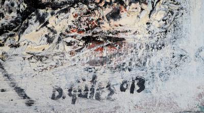 Dyap GULER - Portrait d’homme abstrait en noir, bleu et blanc  - Technique mixte sur toile 2