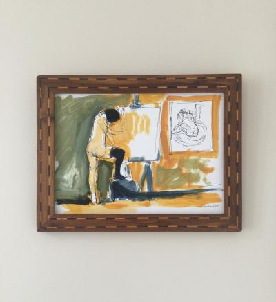 Michel SURET-CANALE - Nu au bas noir,,2016 - Gouache signée 2