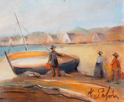 Michel PABOIS - Paysage breton : La barque - Huile sur toile originale signée 2