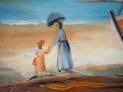 Michel PABOIS - Paysage breton : La barque - Huile sur toile originale signée 2