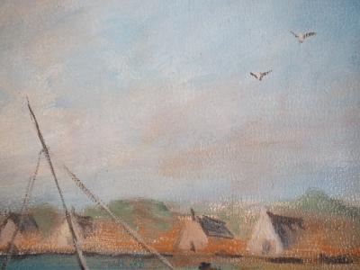 Michel PABOIS - Paysage breton : La barque - Huile sur toile originale signée 2