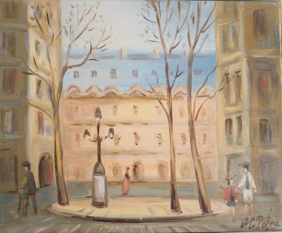Michel PABOIS - Paris : place Furstemberg  - Huile sur toile originale signée 2