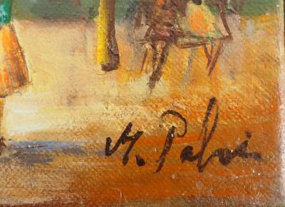 Michel PABOIS - Paris : Chevaux de bois au Tuileries - Huile sur toile originale signée 2
