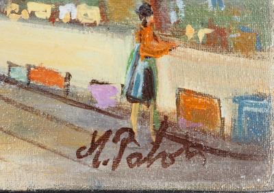 Michel PABOIS - Paris: les bouquinistes des quais et Notre Dame - Huile sur toile originale signée 2