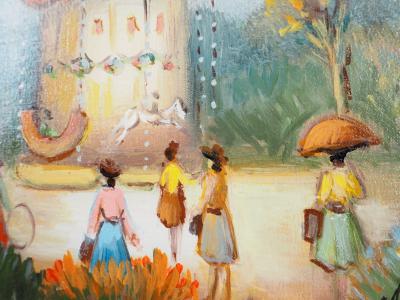 Michel PABOIS - Paris : une après-midi au carrousel - Huile sur toile originale signée 2