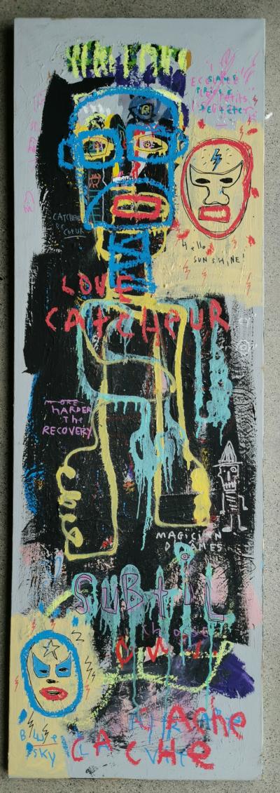 Jazzu - Sans prise de tête. acrylique sur toile/chassis .signée. certificat 2022 2
