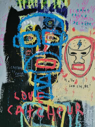 Jazzu - Sans prise de tête. acrylique sur toile/chassis .signée. certificat 2022 2