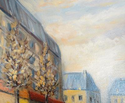 Michel PABOIS - Paysage parisien : boulevard de la Madeleine - Huile sur toile originale signée 2