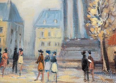 Michel PABOIS - Paysage parisien : boulevard de la Madeleine - Huile sur toile originale signée 2