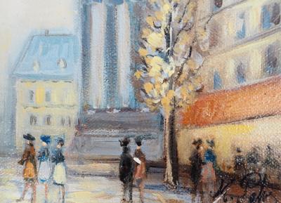 Michel PABOIS - Paysage parisien : boulevard de la Madeleine - Huile sur toile originale signée 2