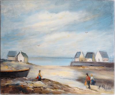 Michel PABOIS - Après-midi ensoleillée sur les plages de Bretagne - Huile sur toile originale signée 2