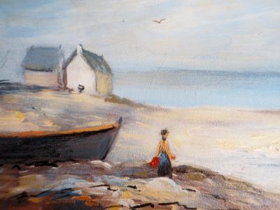 Michel PABOIS - Après-midi ensoleillée sur les plages de Bretagne - Huile sur toile originale signée 2