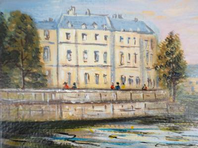 Michel PABOIS - Balade aux bords de Seine : l’île Saint-Louis - Huile sur toile originale signée 2
