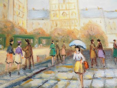 Michel PABOIS - Parisiens au coeur du quartier Saint-Michel  - Huile sur toile originale signée 2