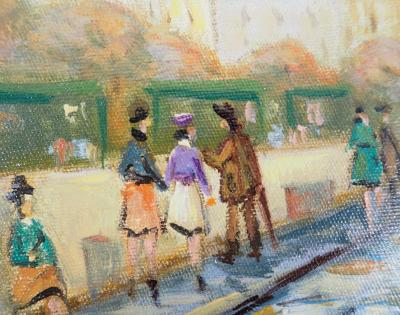 Michel PABOIS - Parisiens au coeur du quartier Saint-Michel  - Huile sur toile originale signée 2