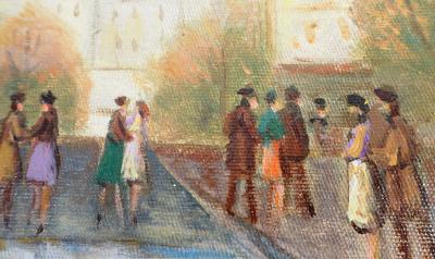 Michel PABOIS - Parisiens au coeur du quartier Saint-Michel  - Huile sur toile originale signée 2