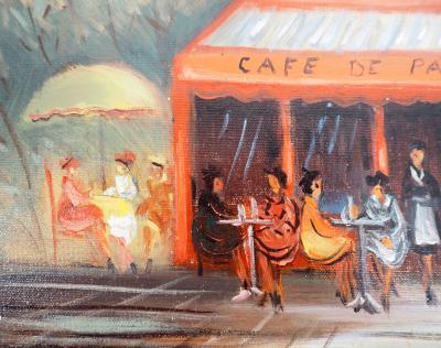 Michel PABOIS - Café de Paris  - Huile sur toile originale signée 2
