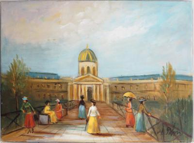Michel PABOIS - Paris : l’institut de France qui mène vers la Seine  - Huile sur toile originale signée 2