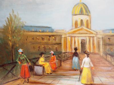 Michel PABOIS - Paris : l’institut de France qui mène vers la Seine  - Huile sur toile originale signée 2