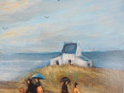 Michel PABOIS - Deux barques bretonnes au bord de l’eau  - Huile sur toile originale signée 2
