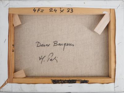 Michel PABOIS - Deux barques bretonnes au bord de l’eau  - Huile sur toile originale signée 2