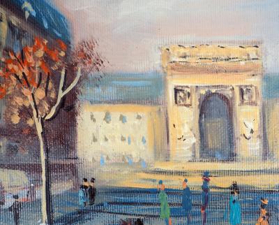 Michel PABOIS - Paris : L’Arc de Triomphe et les Champs-Elysées  - Huile sur toile originale signée 2