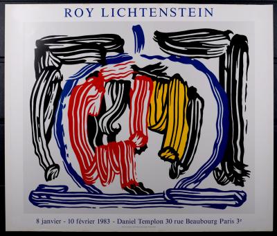 Roy LICHTENSTEIN - Brushstroke Still Life With Apple, 1983 - Grande affiche en lithographie offset 2