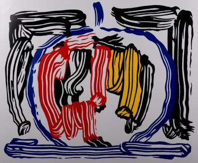 Roy LICHTENSTEIN - Brushstroke Still Life With Apple, 1983 - Grande affiche en lithographie offset 2