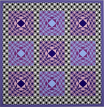 Victor VASARELY - Purple Squares, 1986 - Grande sérigraphie originale (signée à la main) 2