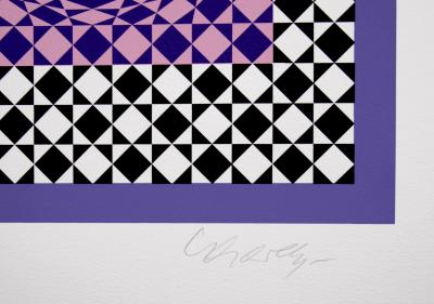 Victor VASARELY - Purple Squares, 1986 - Grande sérigraphie originale (signée à la main) 2