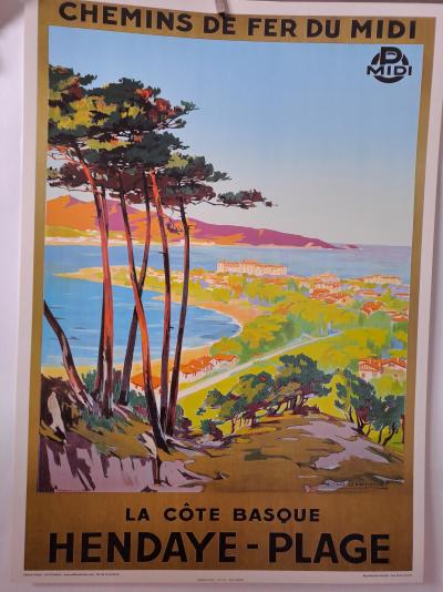 E. Paul Champseix (1890-1983) - La plage d’Hendaye - Affiche 2
