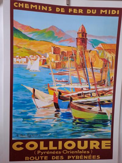 E. Paul Champseix (1890-1983) - Le port de Collioure, 1925 - Affiche 2