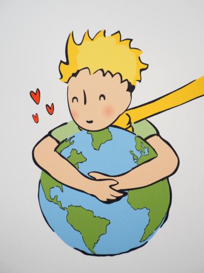Antoine DE SAINT-EXUPÉRY (d’après) - Le Petit Prince embrasse la planète Terre, 2022 - lithographie 2