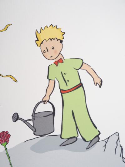 Antoine DE SAINT-EXUPERY : Le Petit Prince prenant soin de sa Rose - Lithographie 2