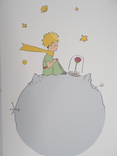 Antoine DE SAINT-EXUPERY : Le Petit Prince observe sa rose - Lithographie 2