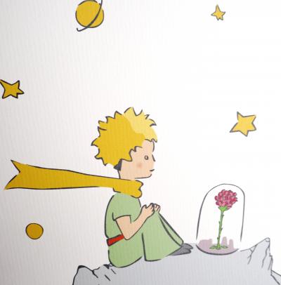 Antoine DE SAINT-EXUPERY : Le Petit Prince observe sa rose - Lithographie 2