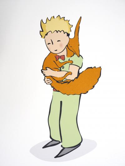 Antoine DE SAINT-EXUPERY : Le Petit Prince câline le Renard - Lithographie 2