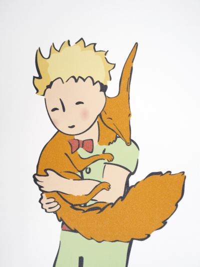 Antoine DE SAINT-EXUPERY : Le Petit Prince câline le Renard - Lithographie 2