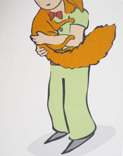 Antoine DE SAINT-EXUPERY : Le Petit Prince câline le Renard - Lithographie 2