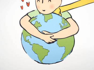 Antoine DE SAINT-EXUPERY : Le Petit Prince embrasse la Terre - Lithographie 2