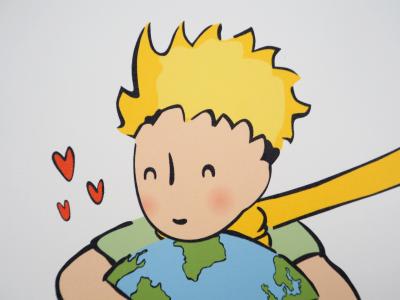 Antoine DE SAINT-EXUPERY : Le Petit Prince embrasse la Terre - Lithographie 2