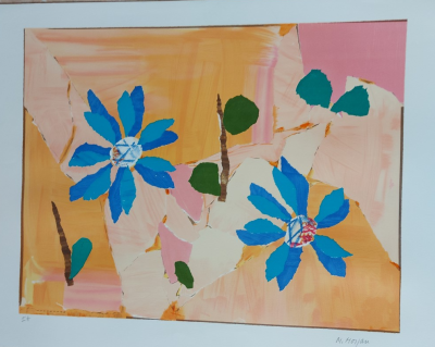 Michelle MORGAN  - Fleurs, circa 1982  - Lithographie originale en couleurs signée et justifiée au crayon 2