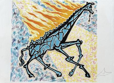 Salvador DALI - Girafe en feu, 1976 - Lithographie originale signée au crayon 2