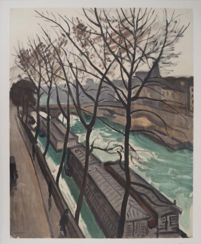 Albert MARQUET - Bateaux-lavoirs et Pont Neuf - Lithographie signée 2