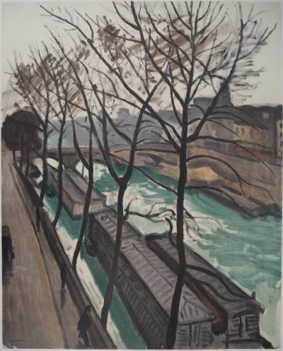 Albert MARQUET - Bateaux-lavoirs et Pont Neuf - Lithographie signée 2