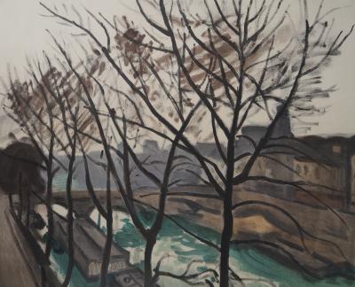 Albert MARQUET - Bateaux-lavoirs et Pont Neuf - Lithographie signée 2