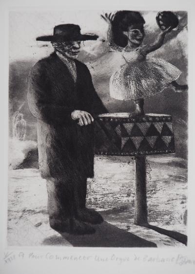 Richard DAVIES : Orgue de Barbarie et Ballerine - Gravure originale signée 2