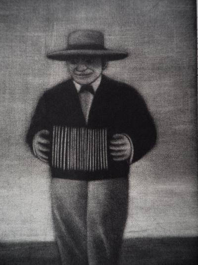 Richard DAVIES : L’homme au bandonéon - Gravure originale signée 2